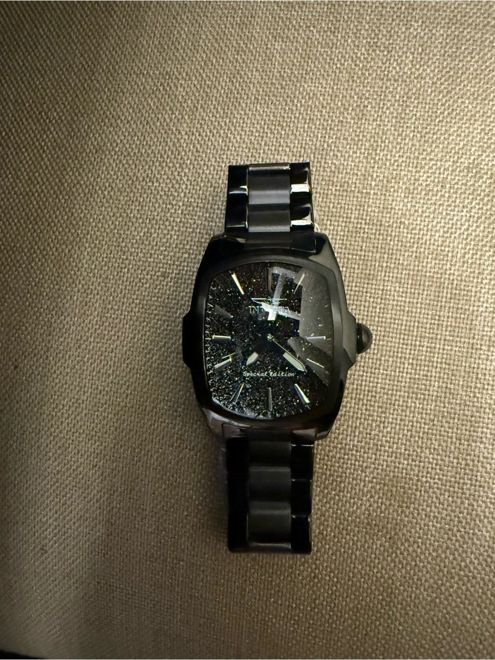 Invicta Men's Black Stainless Steel Quartz Analog Watch, 100 ft WR